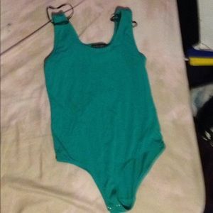 A turquoise women's one piece tank top